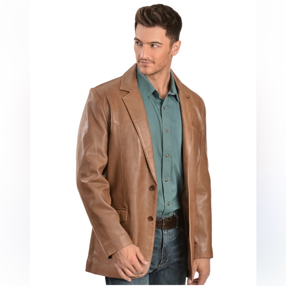 SCULLY LEATHERWEAR Men's 46 Camel Brown Leather Blazer Western Style